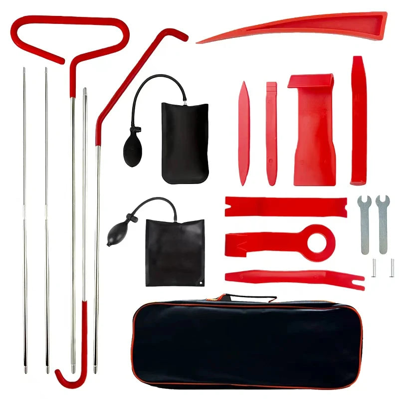 22PCS Car Door Tool Kit Inflatable Air Pump Auto Window Door Open Fixing Gripper Tools Long Reach Kits with Carrying Bag
