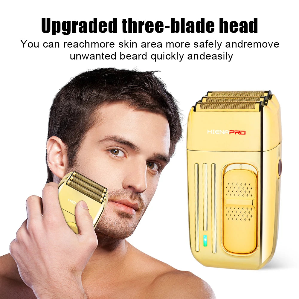 HIENAPRO Reciprocating Electric Shaver, Triple Blade Foil Razor for Men, USB Rechargeable Wet/Dry Trimmer with Travel Lock