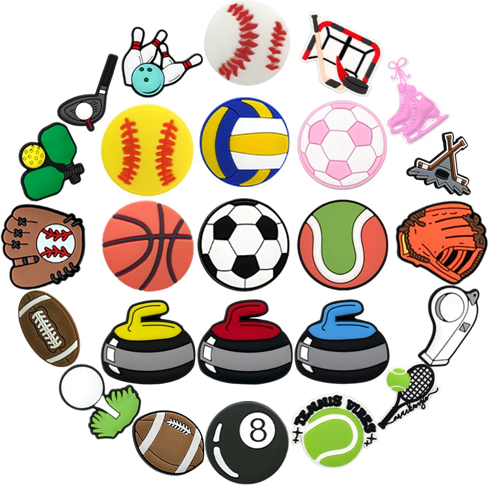 1PCS Sports Ball Shoe Charms Soccer Basketball Baseball Decoration Pins Trendy Shoe Accessories for Teens Boys Sports Fans Gifts