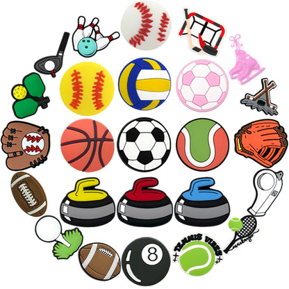 1PCS Sports Ball Shoe Charms Soccer Basketball Baseball Decoration Pins Trendy Shoe Accessories for Teens Boys Sports Fans Gifts