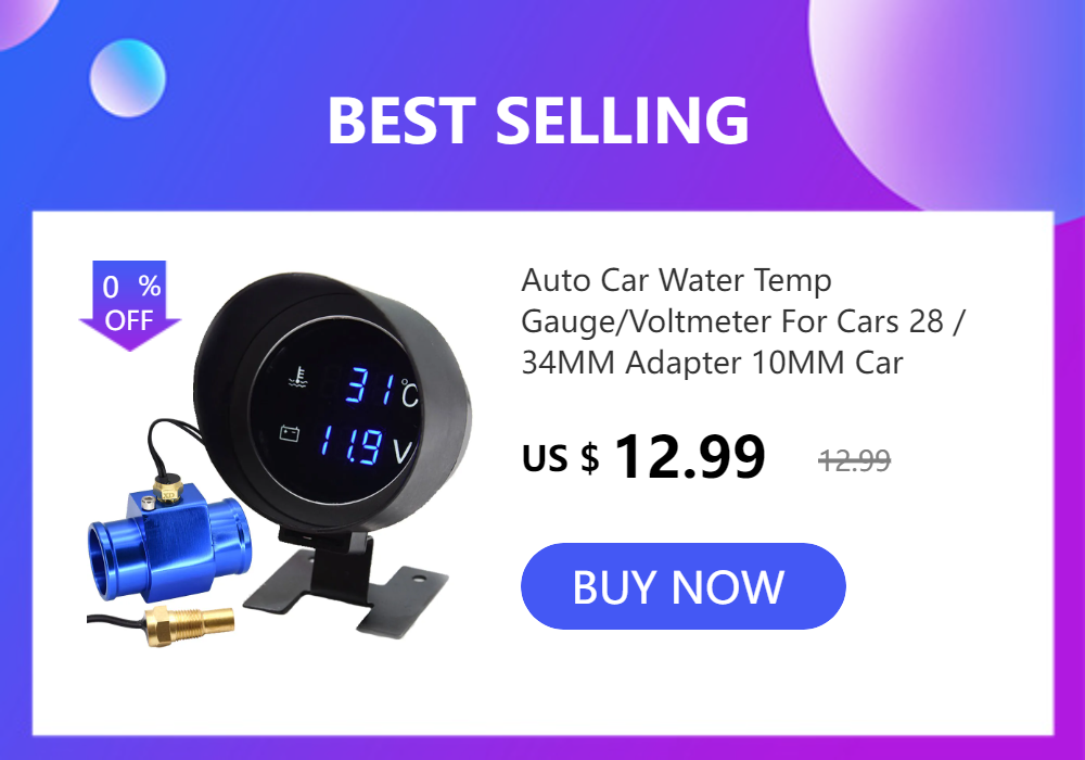 2 IN 1 Water Temperature Gauge Digital Led Voltmeter Water Temp Joint Pipe Sensor Car Truck Motorcycle Car Temperature Sensor