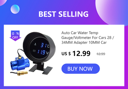 2 IN 1 Water Temperature Gauge Digital Led Voltmeter Water Temp Joint Pipe Sensor Car Truck Motorcycle Car Temperature Sensor