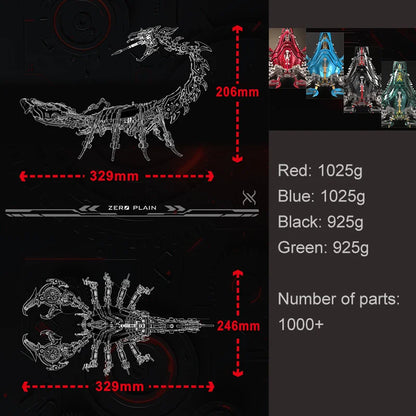 Punk DIY mechanical metal assembly 3D lighted insect scorpion stainless steel puzzle model kit for adults and boy toy gifts