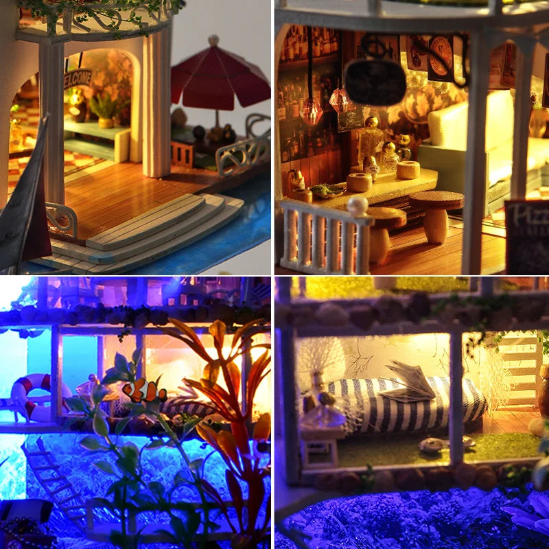 Wooden Building Model Doll House 3D Puzzle Mini DIY Kit Production And Assembly Room Toys Home Bedroom Decoration With Furniture
