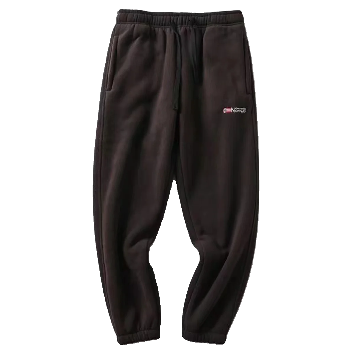Men's Double-Sided Fleece Thickened Sweatpants Elastic Waist Casual Trousers Winter Warm Sports Leisure Pants Polyester Fiber