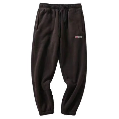 Men's Double-Sided Fleece Thickened Sweatpants Elastic Waist Casual Trousers Winter Warm Sports Leisure Pants Polyester Fiber