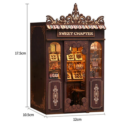 Zuuton DIY Japanese Grocery Store Miniature Dollhouse Kit 3D Wooden Puzzle Book Nook with LED Light Handmade Building Model Gift