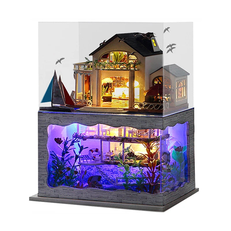 Wooden Building Model Doll House 3D Puzzle Mini DIY Kit Production And Assembly Room Toys Home Bedroom Decoration With Furniture