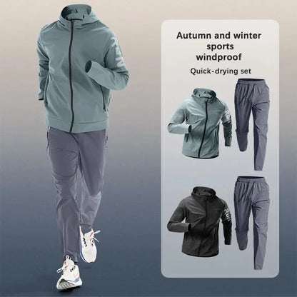Men's Trendy Sportswear Set for Running & Fitness Quick-Dry Training Clothing Jacket Cycling and Morning Jogging Gear Tracksuits