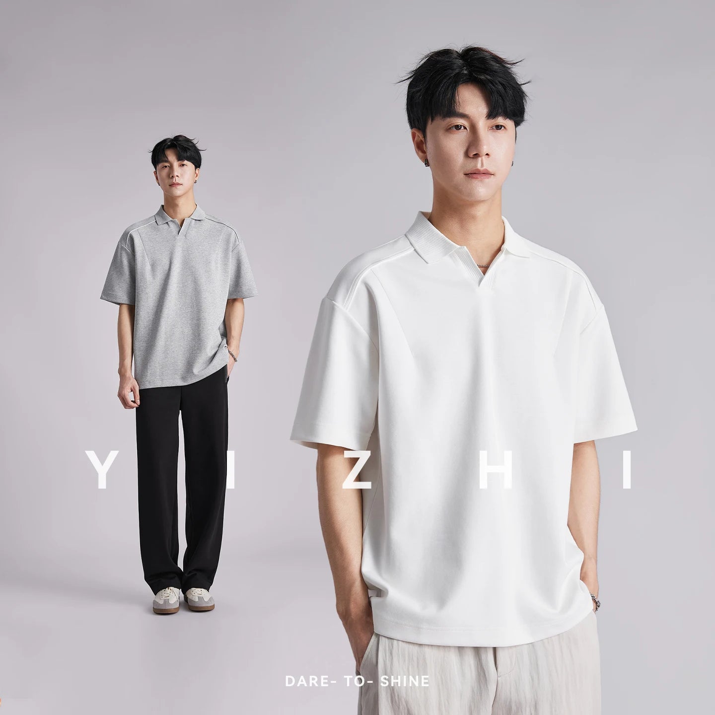Fashion Men Solid V Neck Polo Shirts 2026 Summer Air Cotton Luxury Old Money Style Short Sleeve Tops Casual Versatile Tees