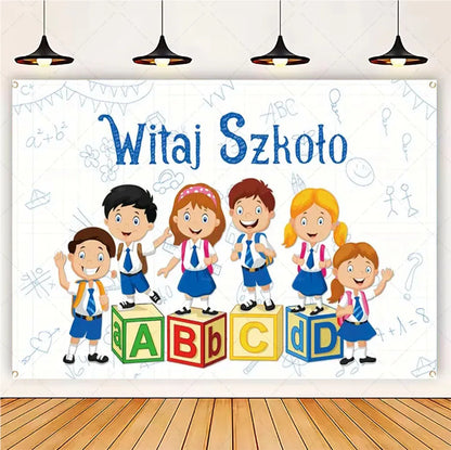 Welcome Back To The School Blackboard, Pencil Banner Backdrop, Holiday Education Theme Decoration, Photography Background Cloth