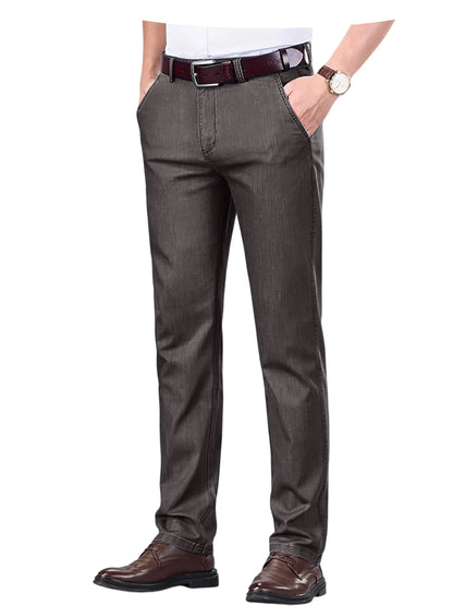 Men's Jeans Straight Leg Denim Pants High Waist Loose Fit Suit Trousers Business Office Formal Casual Men's Dress Pants Summer