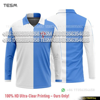 TESM Summer Men Long Sleeve 3D Printed Polo Shirt V-Neck Sports T-Shirt  Team Sports Training Shirts