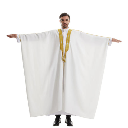 TH842 Muslim Men's Long Sleeves Embroidery Ankle Length Cardigan Robe Islamic Kaftan Jubba Thobe