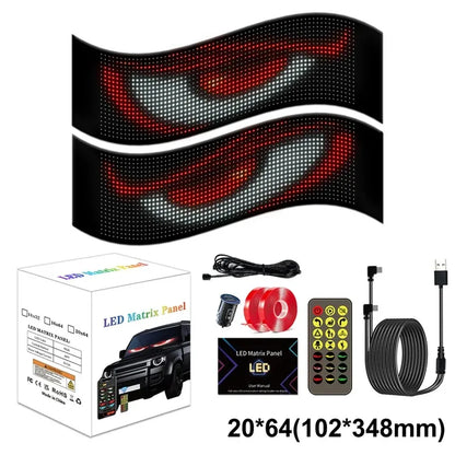 Devil's Eye Light Programmable led Windshield Display for Car Truck LED Matrix Panel Bluetooth App Remote Control Custom Animate