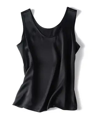 SuyaDream. Women Basic Cozy Tanks, 100%Real Silk, O neck Sleeveless Chic T Shirt, 2025 Solid Summer Vests, White, Pink, Beige
