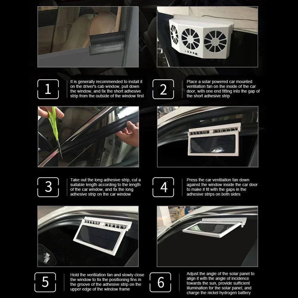 Car Exhaust Fan USB Rechargeable/solar Air Circulation Cooling Heat Dissipation High Wind Power 2/3 Head Ventilation Fan Amagi