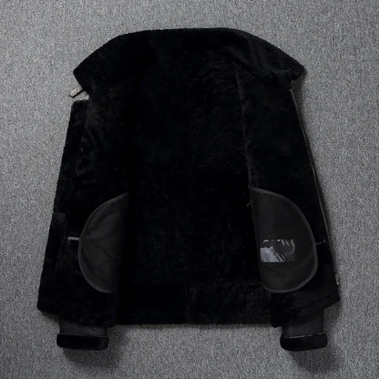 Genuine Leather Jacket Winter Large Mens Clothing Natural Sheepskin Fur Coats Black Bomber Jacket Jaqueta Masculina