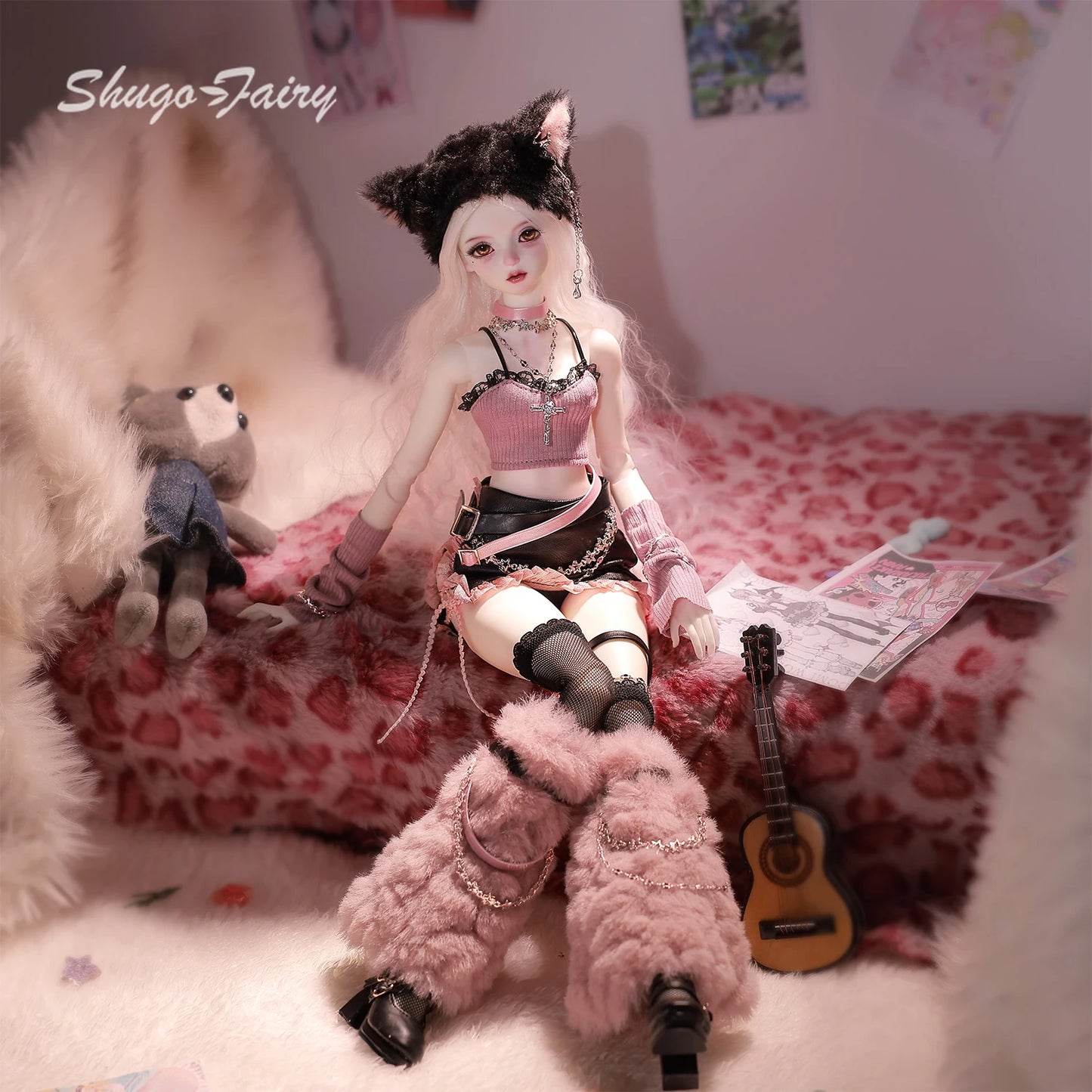 Celia N Y2K Baddie 1/4 BJD Doll Fullset Pastel Punk Style Pink Cyber Accessories Sweet Honey  ShugaFairy Collectible Figure