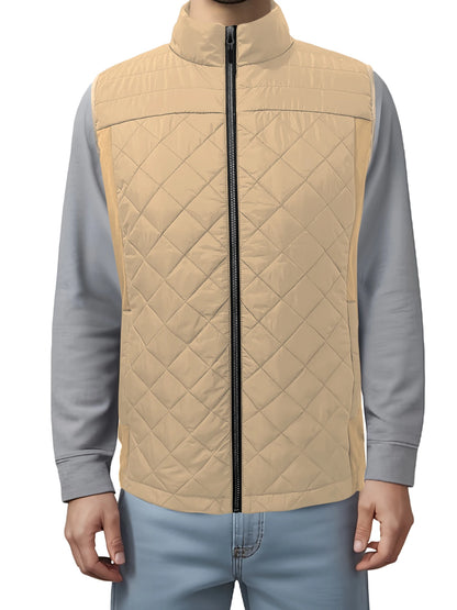 Mens Vest Tops Sleeveless Quilted Outerwear Jackets Stand Collar Zip up Lightweight Vests Spring Fall Winter Outfits