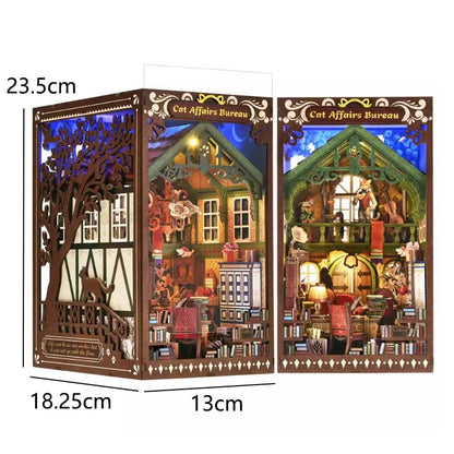 DIY Book Nook Kit Miniature Wooden 3D Puzzle Bookshelf Dollhouse Model Bookend Building Home Decoration For Christmas Gift