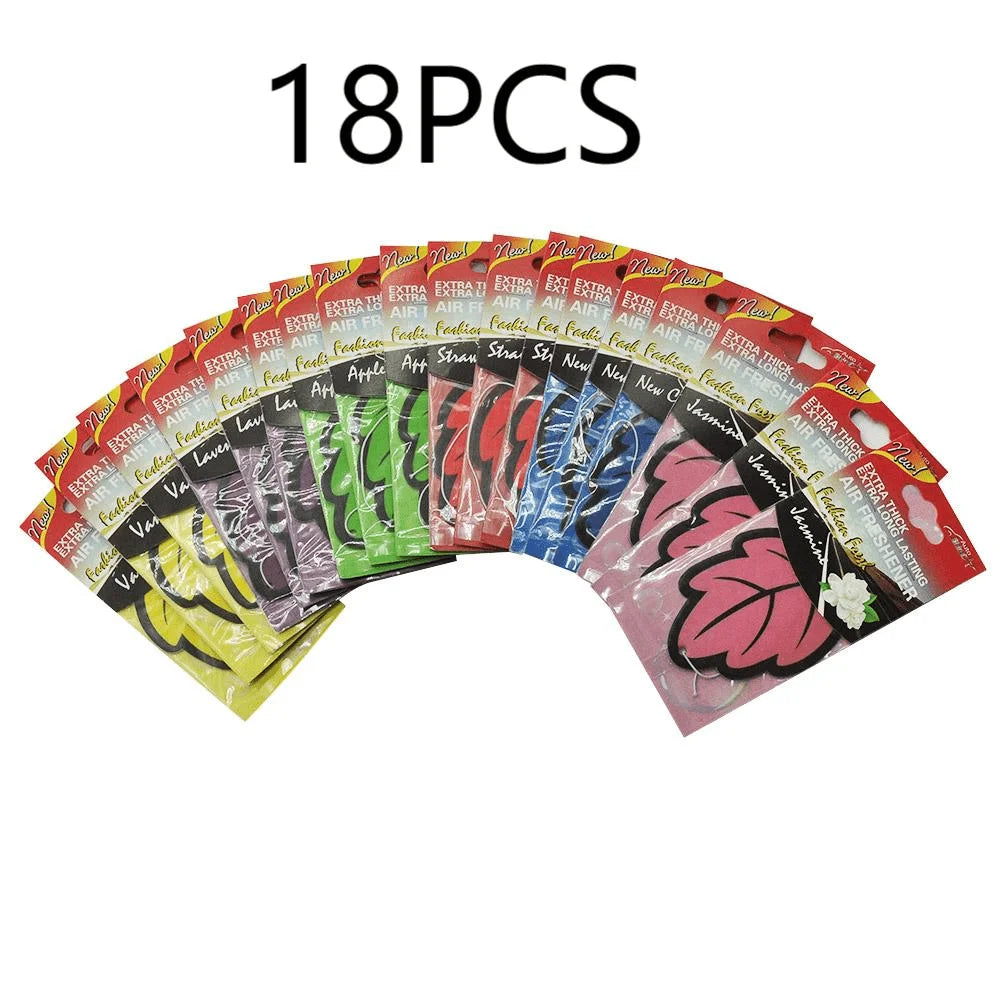 6/12/18/24/48/60pcs Leaf Shape Car Air Freshener Natural Tea Paper Auto Hanging Vanilla Perfume Fragrance Accessories Interior