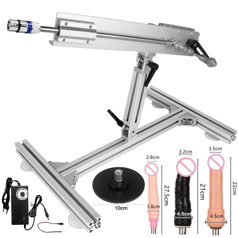3XLR Telescopic Sex Machine with Dildo with Bracket 2-8CM/3-15CM/6-20CM Stroke 100V-240V Big Thrust Masturbation Sexual Kits