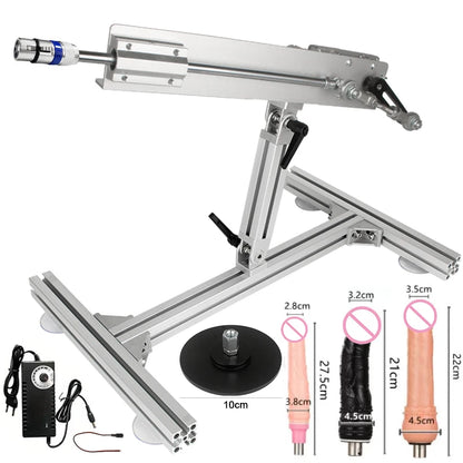 3XLR Telescopic Sex Machine with Dildo with Bracket 2-8CM/3-15CM/6-20CM Stroke 100V-240V Big Thrust Masturbation Sexual Kits