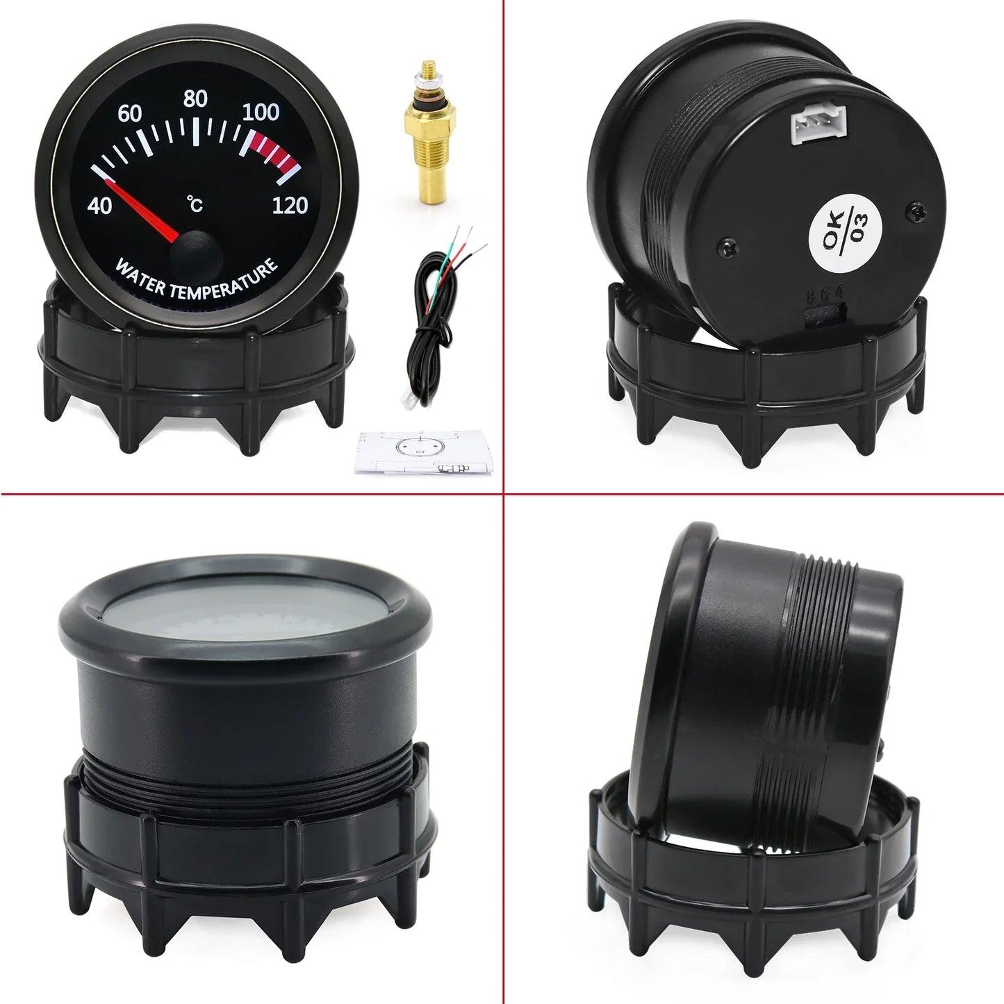 2'' 52mm Racing Car Indicator Water Temp Gauge Oil Temp Meter Voltmeter Oil Press Vacuum Boost Air Fuel Ratio EGT Instrument