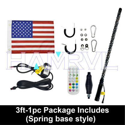 1/2 PCS 2/3/4FT LED Whip Lights RGB Waterproof Multi-Color Flagpole Lamp Bowlight for Offroad Sand Rails Buggies SxS ATV/UTV RZR