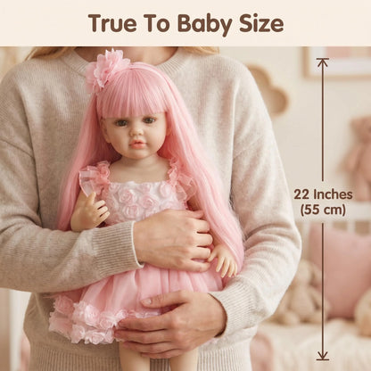 Lifelike Betty Reborn Baby Doll 55CM NPK Full Body Waterproof Pink Hair Princess Toddler Realistic Touch