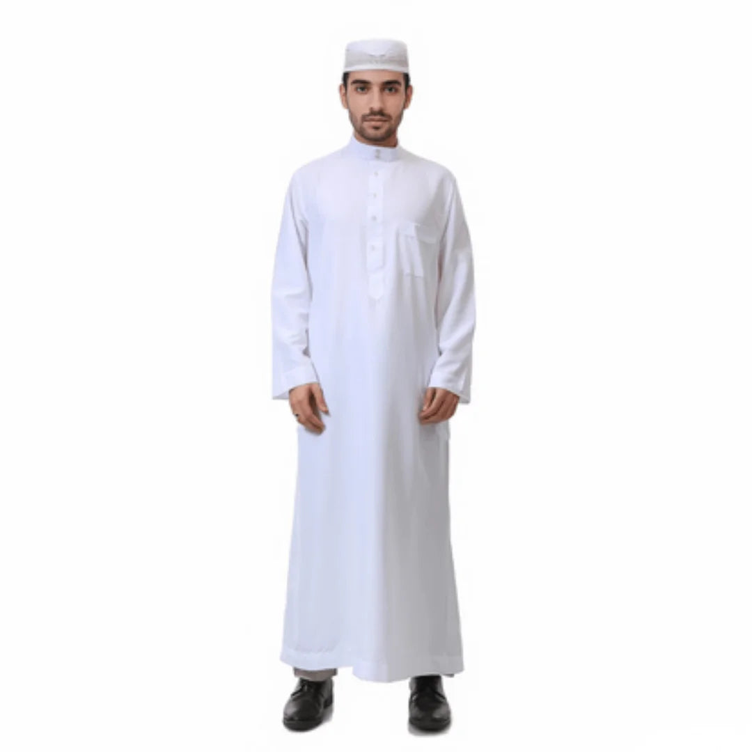Men's Muslim Clothes Qatar RobeThobe Middle East Kaftan Saudi Arab Caftans Islamic Abaya Dress Dubai Robes