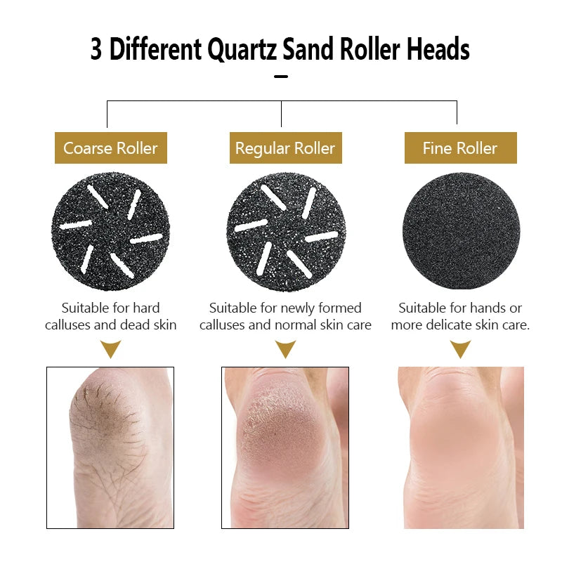 Rechargeable Electric Foot Rasp Electric Pedicure Foot Sander IPX7 Waterproof Grinding Heads to Eliminate Feet Dead Skin