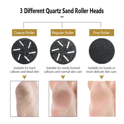 Rechargeable Electric Foot Rasp Electric Pedicure Foot Sander IPX7 Waterproof Grinding Heads to Eliminate Feet Dead Skin