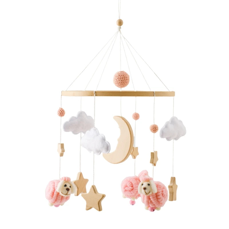 Baby Crib Bed Bell Rattle Toy 0-12 Months Wooden Mobile Cartoon Bee Bed Bell Hanging Toy Holder Bracket Infant Crib Bracket Gift