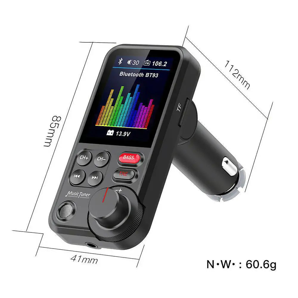 Car Wireless FM Transmitter Radio Adapter Fast Charging Aux QC3.0 Treble Bass Sound Music Bluetooth-compatible Car MP3 Player