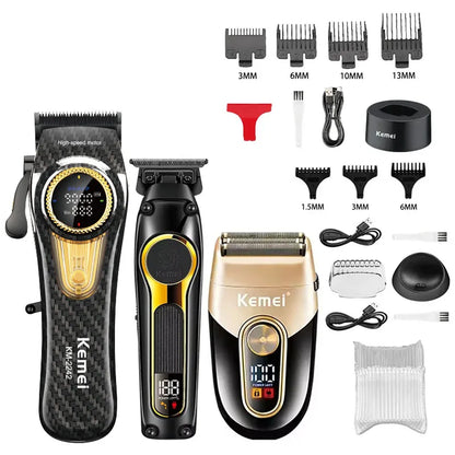 Kemei Rechargeable Hair Clippers kit Professional DLC Blade Electric Trimmer Men Barber Cordless Shaver KM-2242 KM-2351 KM-3209