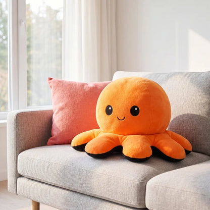 Double-Sided Octopus Plush Toy Purple and Blue Double-Sided Flip Plush Toy with Embroidered Details A Cute Collectible Plush Toy