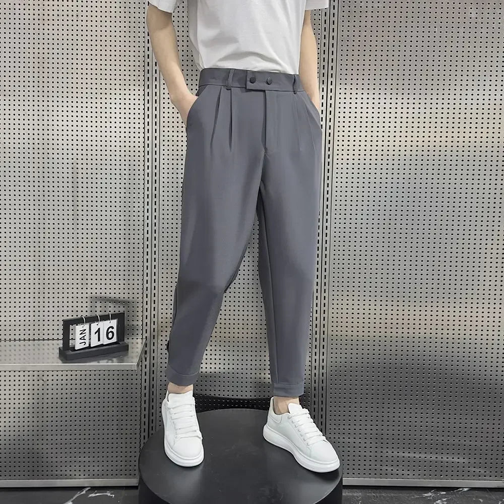 Baggy Trousers for Men Elastic Khaki Man Suits Pants Stretch Spring Clothes Slacks High Quality Fashion Tailoring Summer 2025 Up