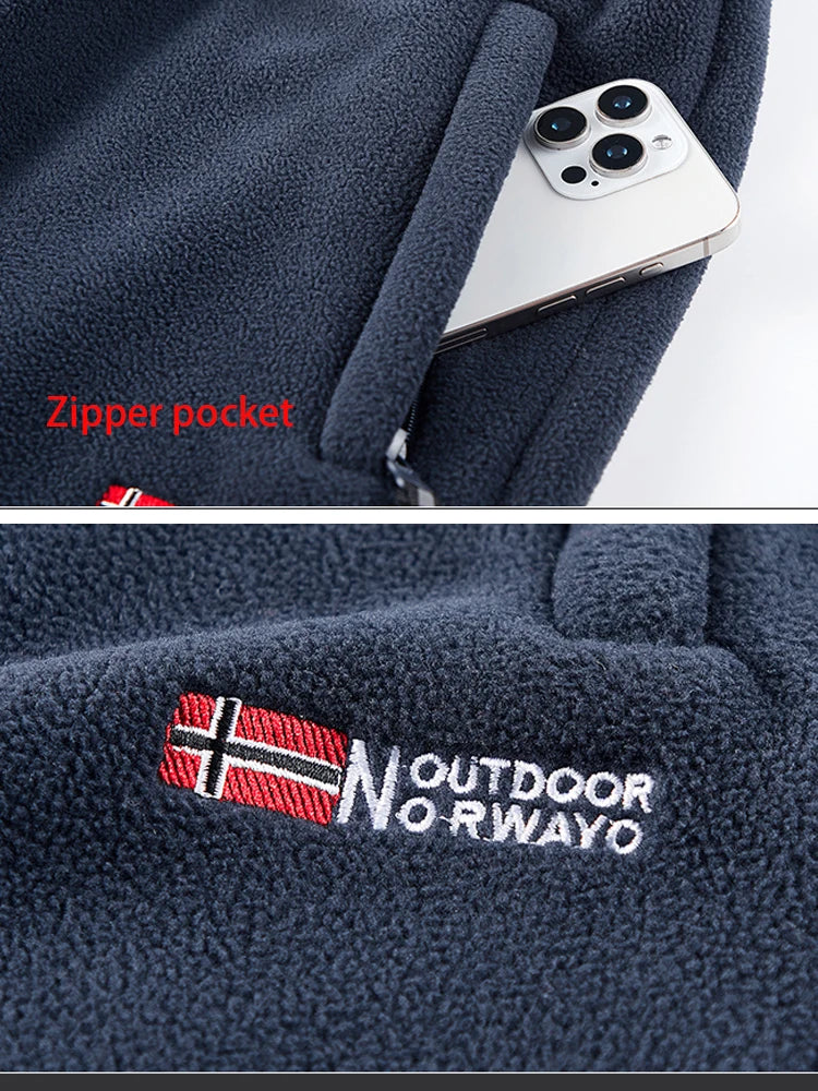 Winter Men's Sweatpants Thick Warm Fleece Joggers Sportswear Zip Pockets Casual Loose Track Pants Cozy Outdoor Lounge Pants