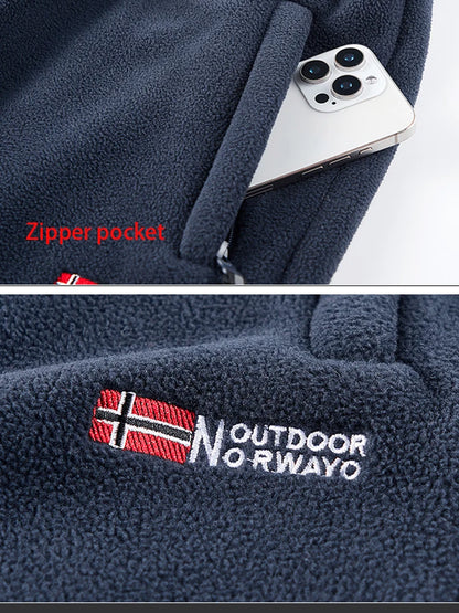 Winter Men's Sweatpants Thick Warm Fleece Joggers Sportswear Zip Pockets Casual Loose Track Pants Cozy Outdoor Lounge Pants