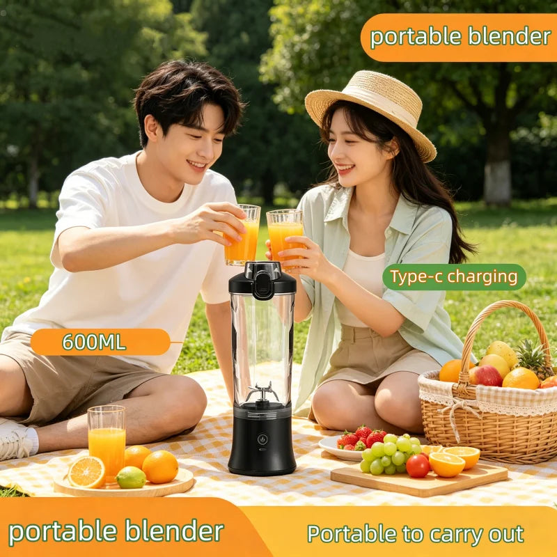 Portable Blender Electric Juicer 600ML Fruit Mixers 4000mAh USB Rechargeable Smoothie Mini Blender Multifunction Juice Maker
