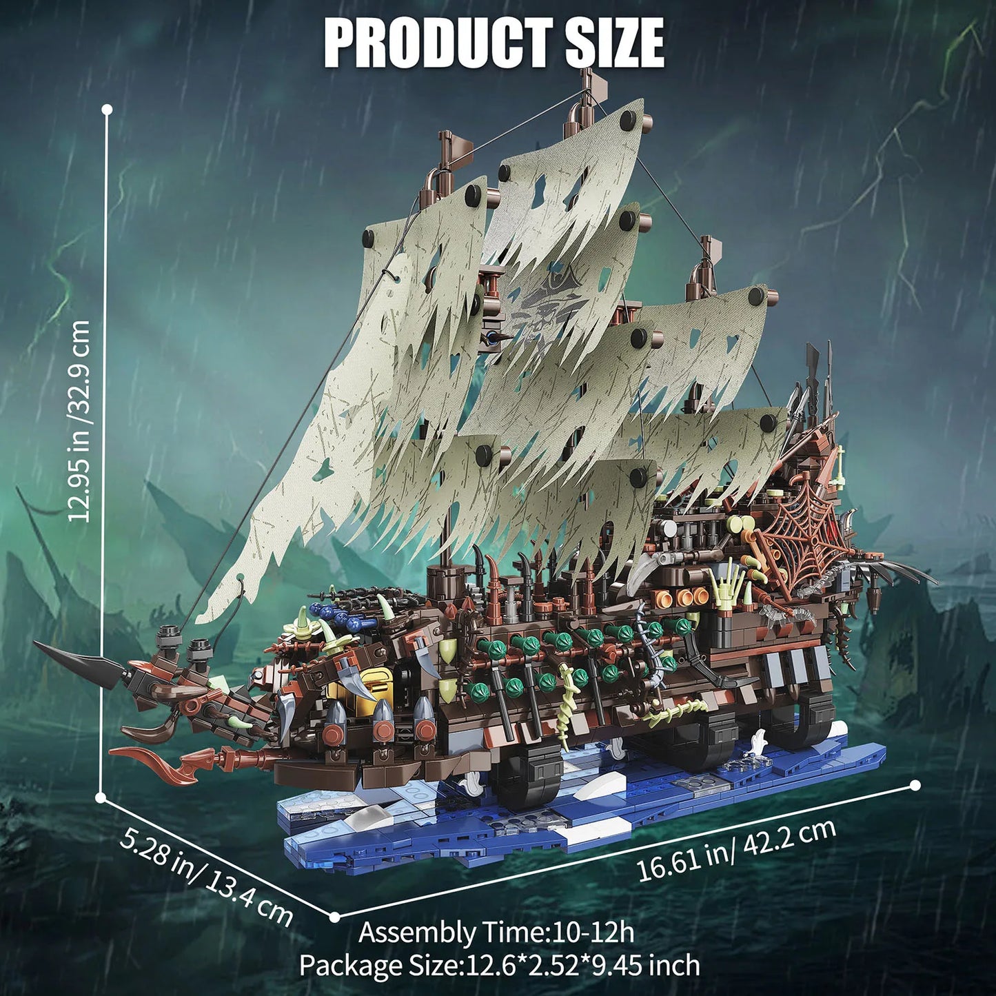 2159PCS The Playing Pirate Ship Building Blocks Toy Set Brick Model Movies with Light Birthday Desktop Decoration Gifts