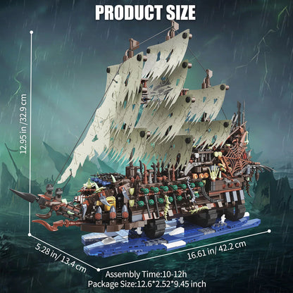 2159PCS The Playing Pirate Ship Building Blocks Toy Set Brick Model Movies with Light Birthday Desktop Decoration Gifts