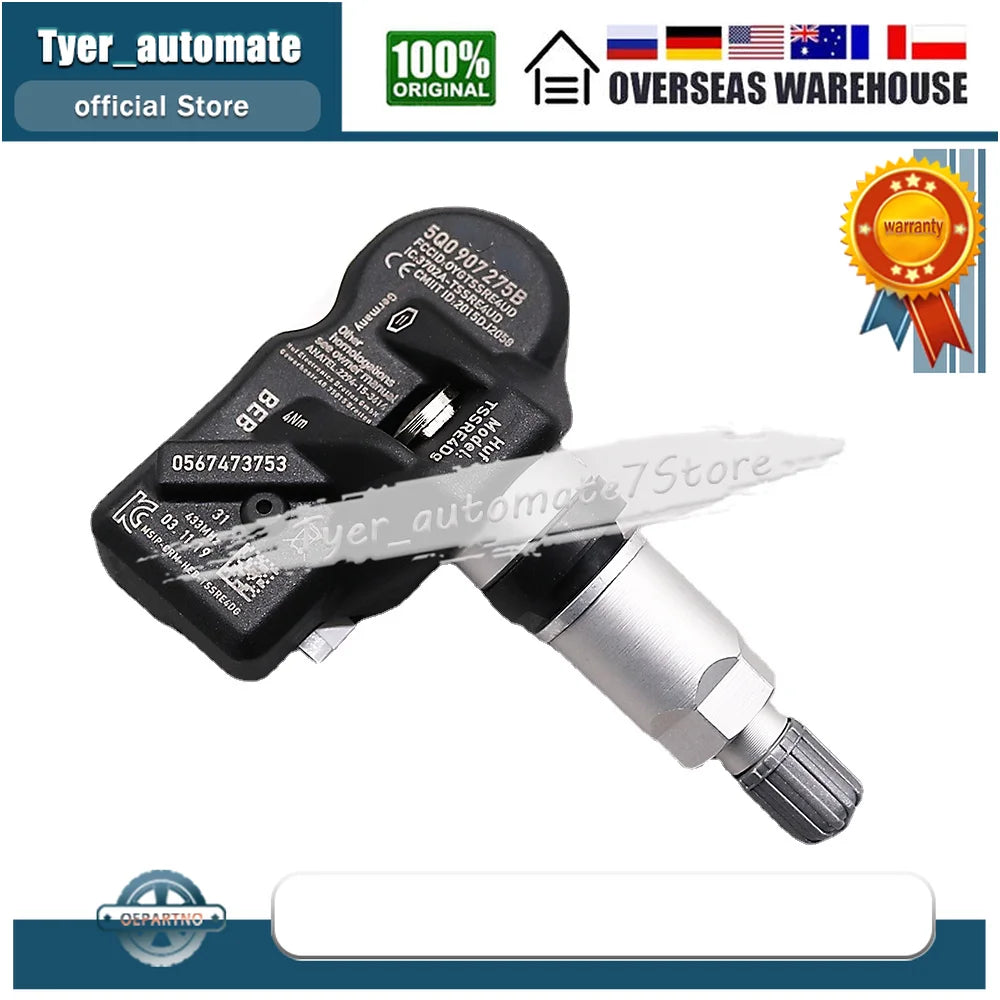 4PCS Tire Pressure Sensor Monitoring System TPMS 5Q0907275B For Audi RS3 Bentley Bentayga Porche Volkswagen Beetle Golf Eos