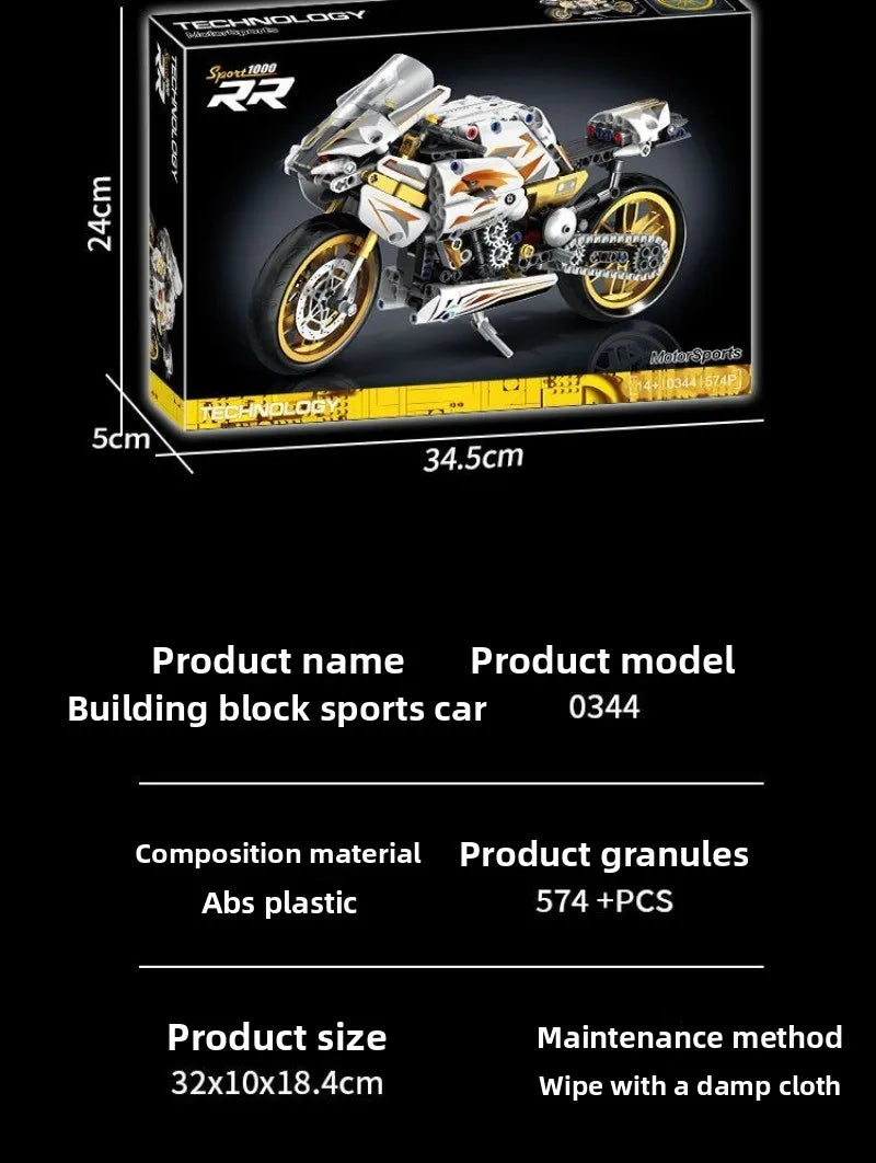 Platinum BMW Motorcycle Mechanical Racing Children's Toys Puzzle Assembled Building Block Model Ornaments Boy Gift