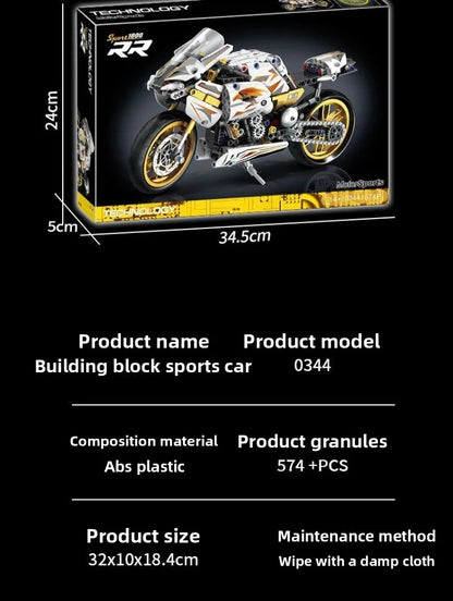 Platinum BMW Motorcycle Mechanical Racing Children's Toys Puzzle Assembled Building Block Model Ornaments Boy Gift