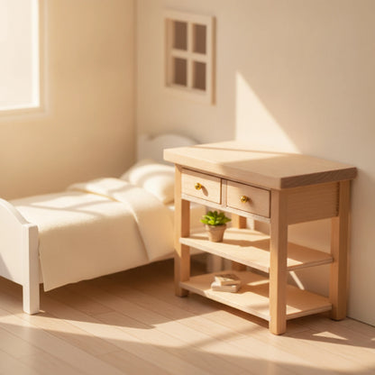 Dollhouse Side Cabinet Natural Finish Dollhouse Cabinet Furniture 1:12 Scale Decorative for Hobbyists, Diorama