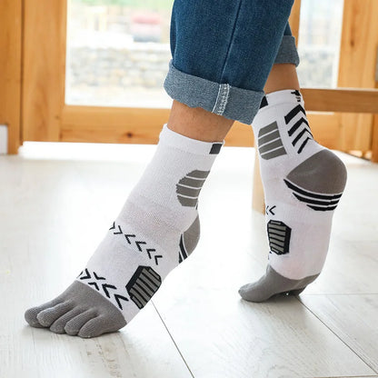 5 Pairs Sport Toe Socks Compression Pure Cotton Sweat-Absorbing Colorful Bike Marathon Fitness Outdoor Basketball 5 Finger Socks