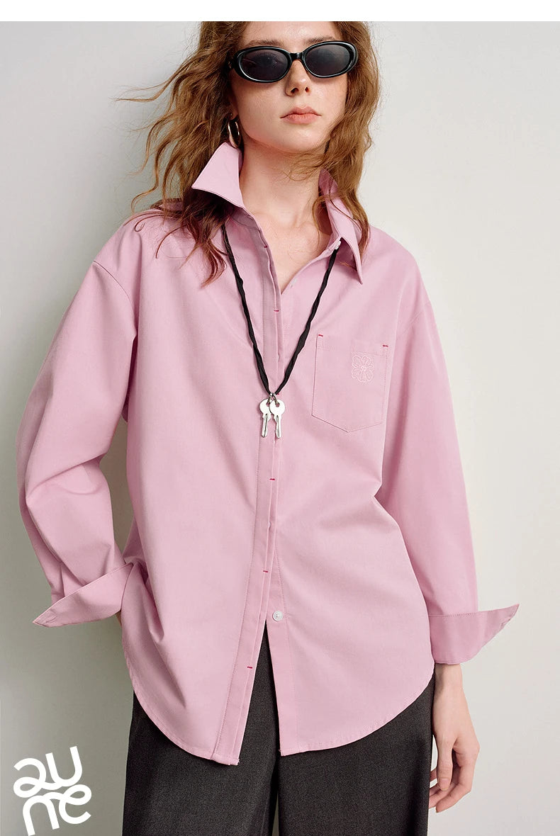 TOYOUTH Women Easy Morning Lazy Shirts 2026 Spring New Wrinkle-Resistant Low-Maintenance Light Spring Cotton Blouses
